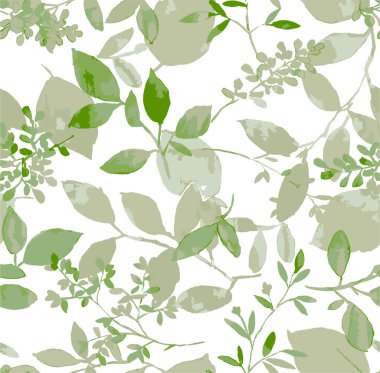 Beyaz arkaplanda yeşil yapraklar, vektör illüstrasyonu
