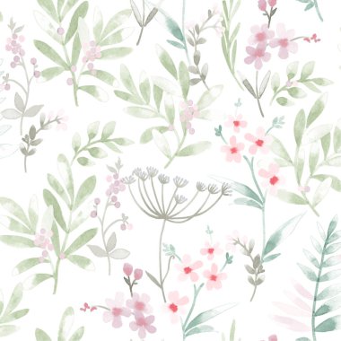 Suluboya çiçekli kusursuz desen. elle boyanmış arkaplan.