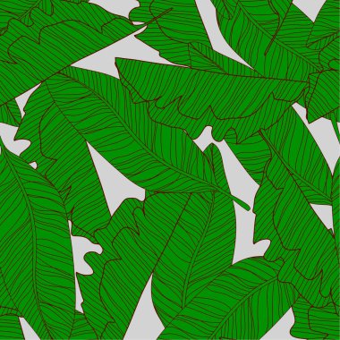Tropikal yapraklarla kusursuz desen. Vektör illüstrasyonu