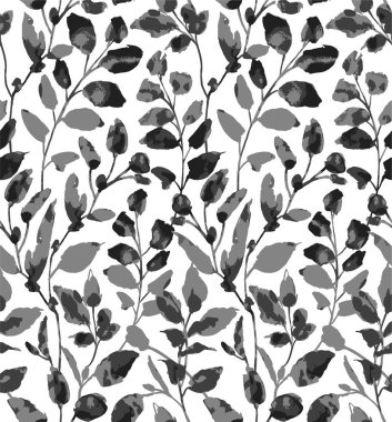 Siyah ve beyaz çiçekli kusursuz desen
