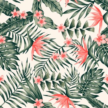 tropikal yaprak ve çiçek