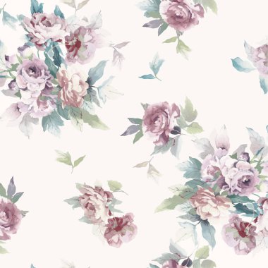 Çiçeksiz desen, suluboya çizim, vektör arkaplan