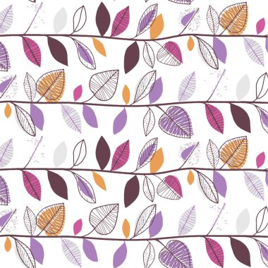 Yapraklı ve kelebekli kusursuz vektör deseni. sonbahar arkaplanı