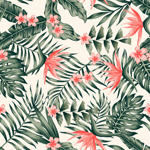 тропические листья и цветы
