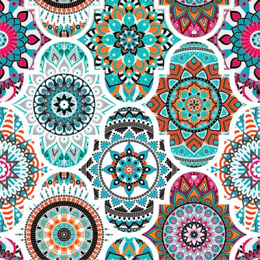 Renkli mandala pürüzsüz desen vektörü