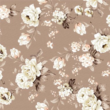 Çiçekler ve böğürtlenlerle kusursuz desen