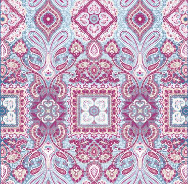 Pembe ve mavi renkli İspanyol süsü. Kusursuz desen