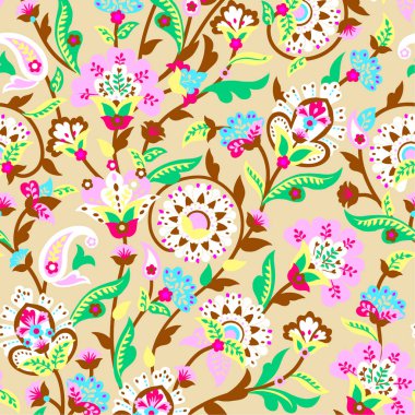 Çiçeksiz desen pembe, yeşil ve sarı renklerde.