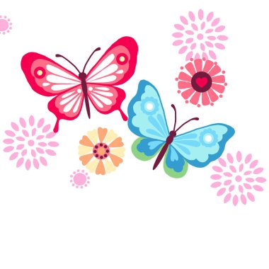 Kelebekli renkli arkaplan, vektör illüstrasyonu