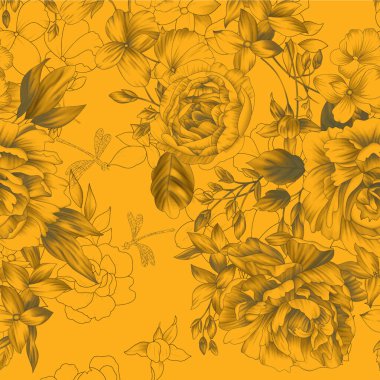 Çiçekler ve yapraklar dizaynınız için kusursuz desen