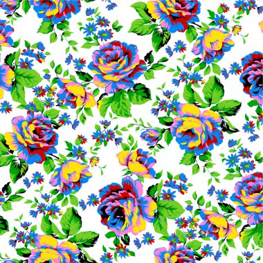 Çiçeklerle suluboya kusursuz desen.