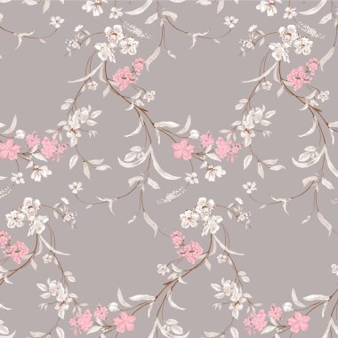 Çiçekler ve yapraklarla kusursuz bir desen.
