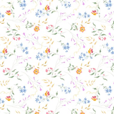 Çiçeksiz, suluboya çiçekli desen. vektör illüstrasyonu.