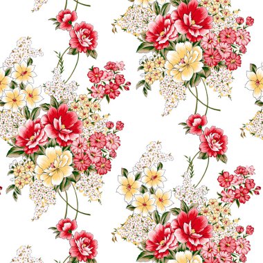 Çiçek elementleriyle kusursuz desen. suluboya resimleme
