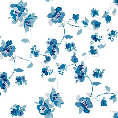 Suluboya çiçekli kusursuz desen.