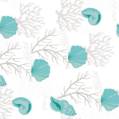 Elle çizilmiş suluboya kabuklu vektörsüz desen