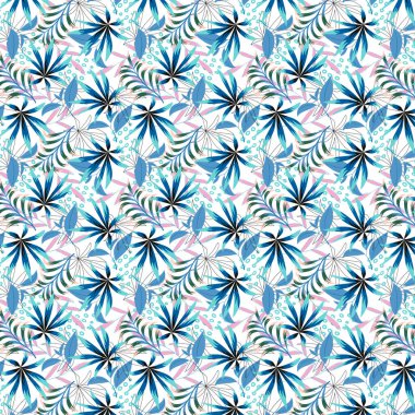 Mavi çiçekli kusursuz çiçek deseni