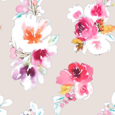 Çiçekli suluboya desen. Güzel çiçek deseni. Suluboya çizimi. Çiçeksel botanik doku. Çiçek deseni.