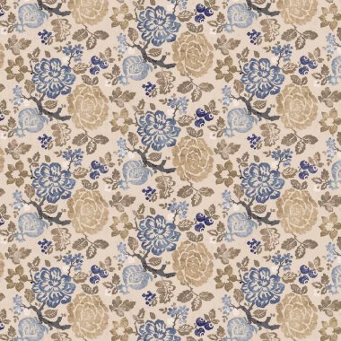 Çiçekler ve yapraklarla kusursuz bir desen. suluboya resim.