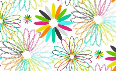 Renkli çizgileri olan soyut çiçek arkaplanı, vektör illüstrasyonu