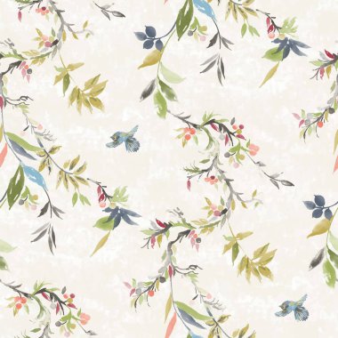 Çiçek desenli suluboya desenli, botanik desenli. Kusursuz desen. Bahar yazı için tekstil, dekor