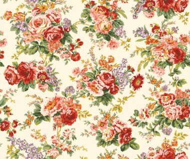 Güller ve yapraklarla kusursuz desen.