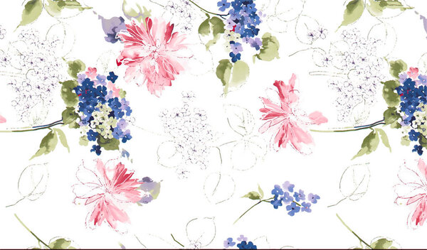 красивый цветочный фон с акварелью бесшовный узор