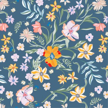 seamless pattern with flowers, watercolor