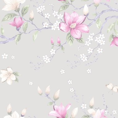 Çiçeksiz desen. Suluboya arka plan. vektör illüstrasyonu