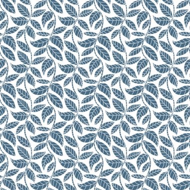 Yapraklı kusursuz desen. El çizimi vektör illüstrasyonu