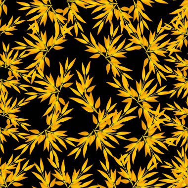 Sarı yaprakların kusursuz deseni. Tasarımınız için vektör illüstrasyonu.