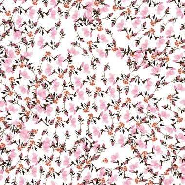 Kelebekli bir çiçek deseninin vektör çizimi