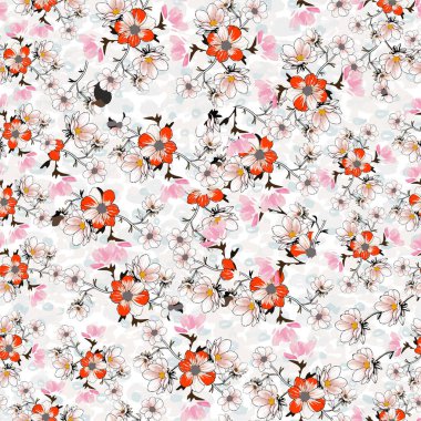 Kusursuz çiçek arkaplanı. Vektör illüstrasyonu.