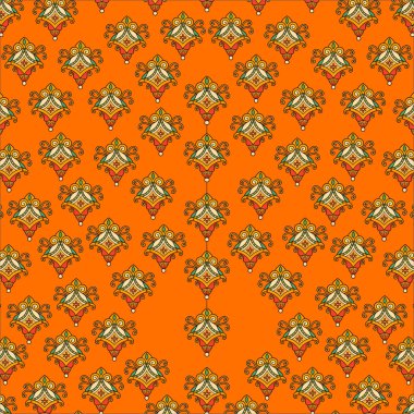 turuncu ve sarı soyut süsler. Duvar kağıtları, tekstil ve diğerleri için pürüzsüz desen