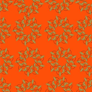 Siyah arka planda turuncu çiçeklerin kusursuz deseni