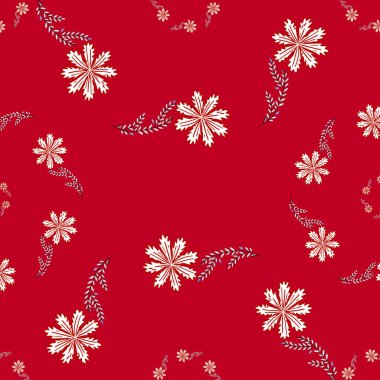 Çiçekler ve yapraklarla kusursuz bir desen. vektör illüstrasyonu