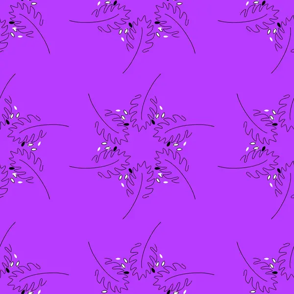 Menekşe arkaplanda mor çiçekli kusursuz desen. Tekstil, ambalaj kağıdı, kumaş ve web tasarımı için vektör çizimi. Çiçek deseni