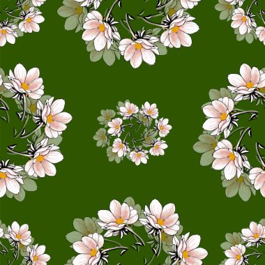 seamless pattern with flowers and leaves. floral background. vector illustration.