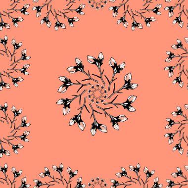 Soyut çiçek elemanları ile Seamless Modeli