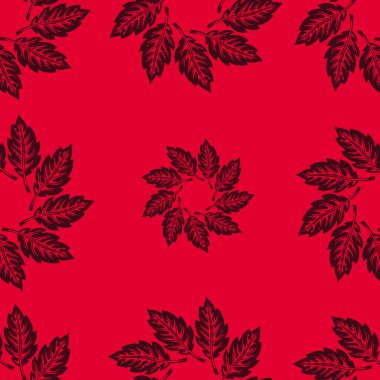 Kırmızı çiçekli, pürüzsüz bir desenin vektör çizimi.