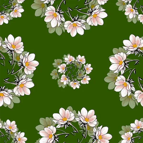 seamless pattern with flowers and leaves. floral background. vector illustration.