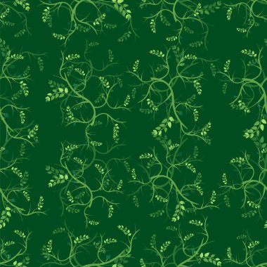 Yeşil yapraklı kusursuz vektör deseni