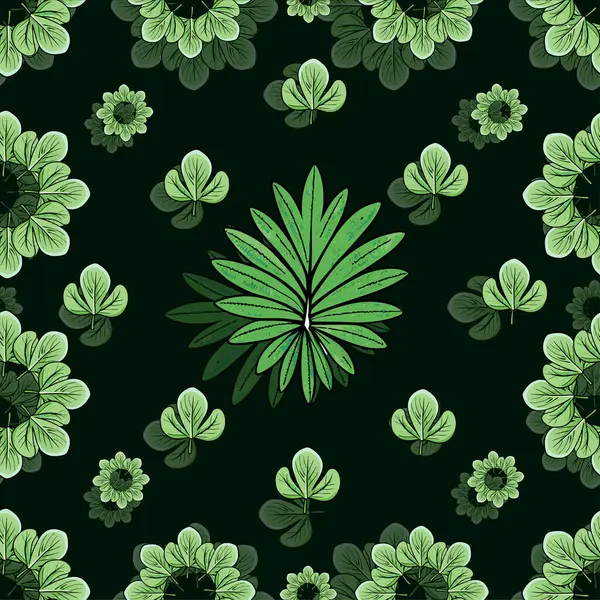 Elle çizilmiş yapraklar ve bitkilerle kusursuz desen..