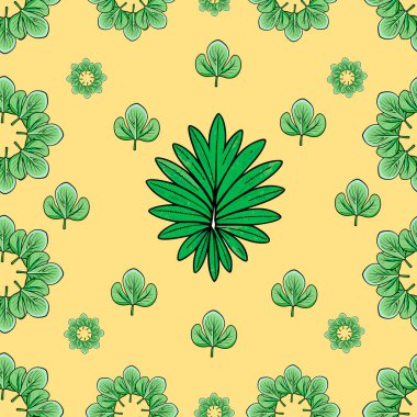 Çiçekler ve yapraklarla el çizimi kusursuz desen