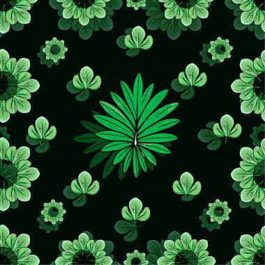 Yapraklı yonca deseni. Tasarım, kartlar, ambalaj, kumaş, tekstil, ambalaj, duvar kağıdı, kumaş için vektör arkaplanı