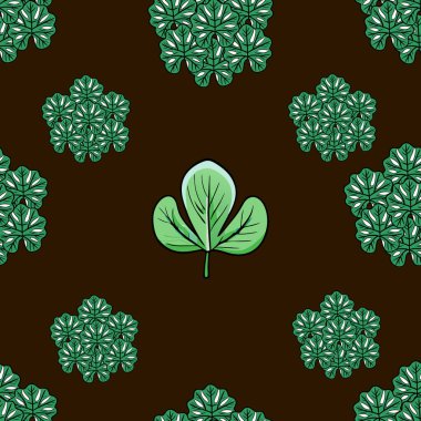 Yapraklar ve bitkilerle kusursuz bir arka plan. vektör illüstrasyonu.