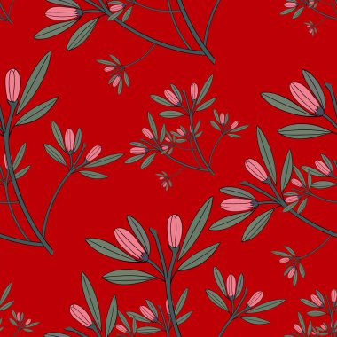 Kırmızı çiçekli kusursuz desen