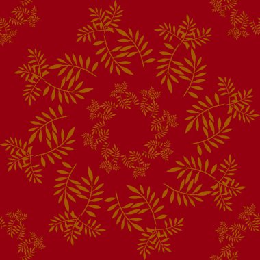 Altın yapraklı kırmızı, pürüzsüz desen