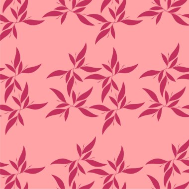 Pembe arka planda, suluboya desenli dekoratif çiçekler.