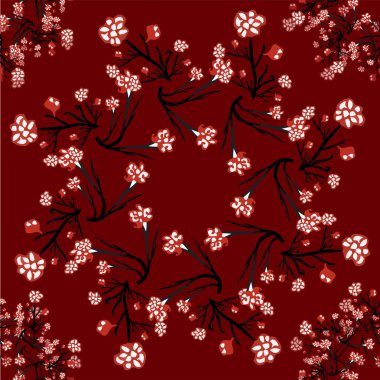 Kırmızı çiçekli kusursuz desen